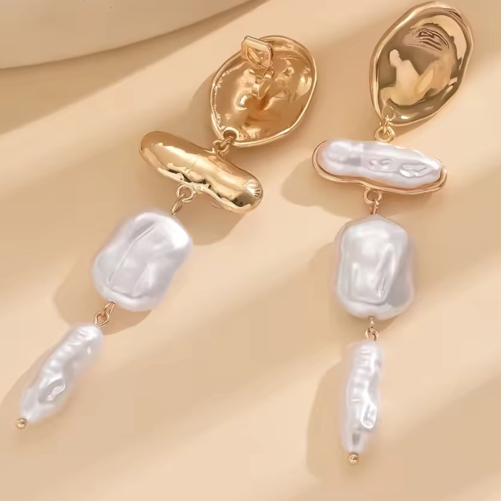Baroque Pearls & 18k Gold Plated Earrings 2”